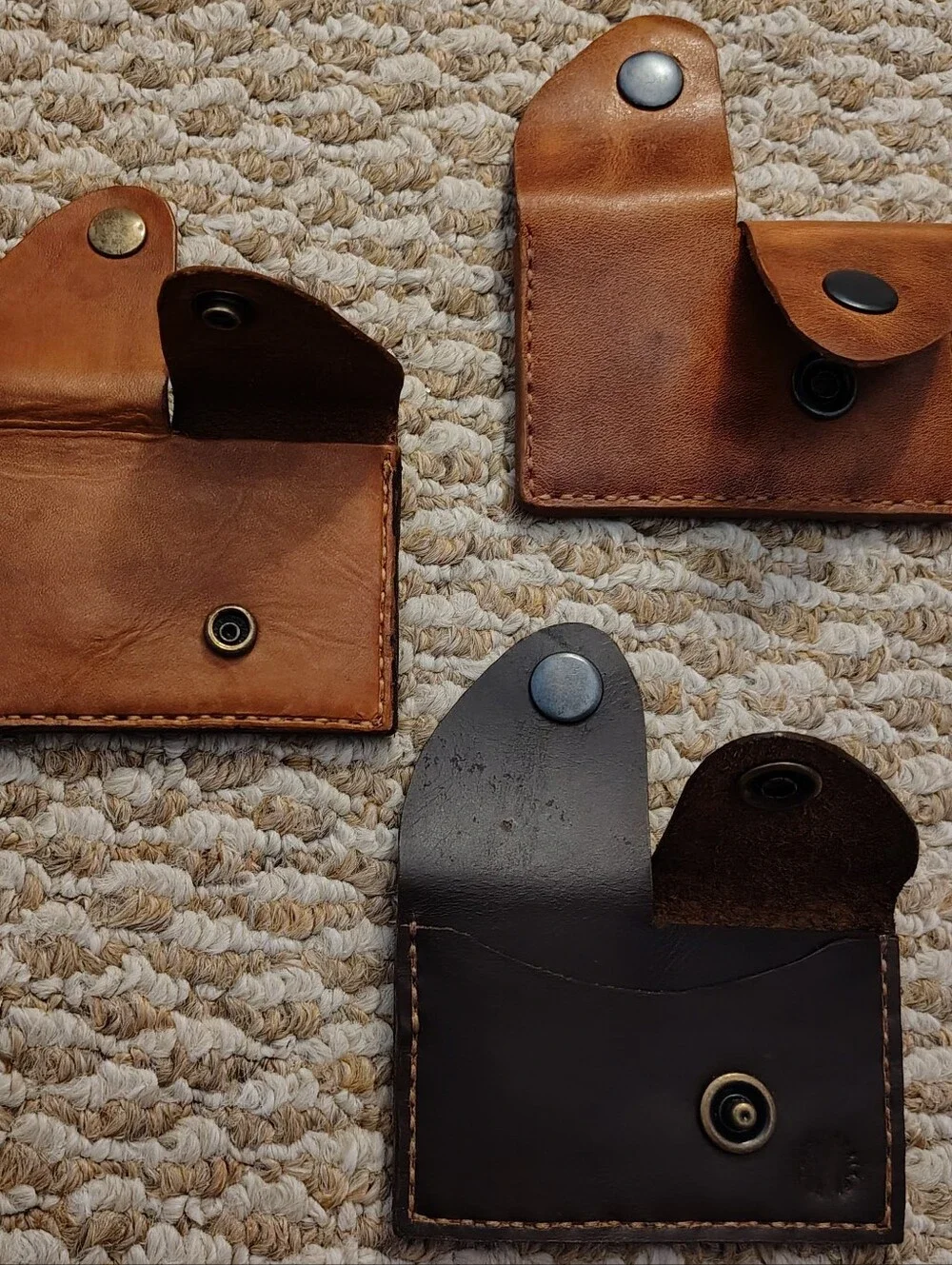 Handcrafted Brown Leather Wallet Set for Men - Rustic Card Holders & Bifold